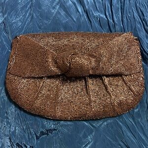 NWT Anthropologie Dark Silver Beaded Clutch / Shoulder Bag